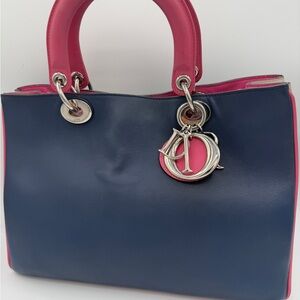 Christian Dior Calfskin Medium Tri-Color Diorissimo Tote Bag